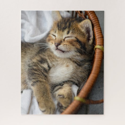 Puzzle Animaux de bébés cutest | Cute Tabby Chat Dormir (Vertical)