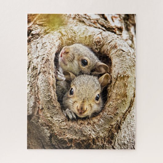 Puzzle Animaux de bébés cutest | Écureuils curieux (Vertical)