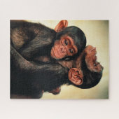 Puzzle Animaux de bébés cutest | Hug de chimpanzé (Horizontal)