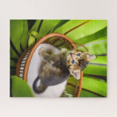 Puzzle Animaux de bébés cutest | Kitten dans le panier (Horizontal)