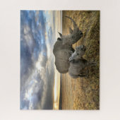 Puzzle Animaux de bébés cutest | White Rhino & Calf (Vertical)