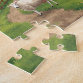 Puzzle Animaux de ferme heureux grange rouge scène rurale (Côté)