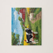 Puzzle Animaux de ferme heureux grange rouge scène rurale (Vertical)