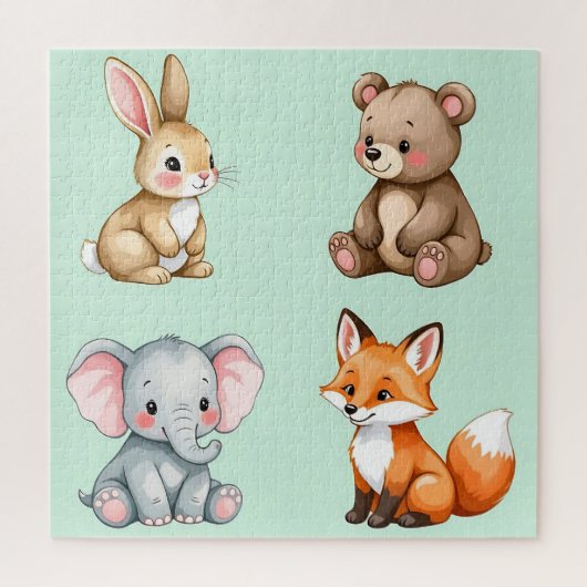 Puzzle Animaux de la forêt adorables bébé aquarelle paste (Vertical)