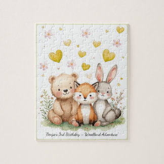 Puzzle Animaux de la Forêt Ours Renard Lapin Cœur Jaune