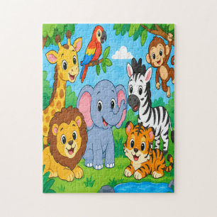 Puzzle Animaux de la jungle de dessin animé mignons Puzzl