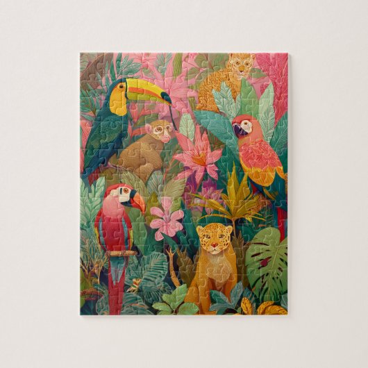 Puzzle Animaux de la Jungle – Léopard et Oiseaux T (Vertical)
