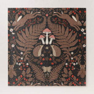 Puzzle Animaux et plantes de bois en rouge et brun