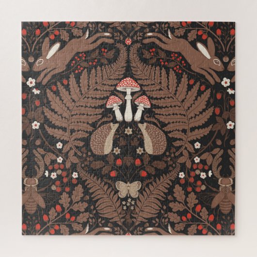 Puzzle Animaux et plantes de bois en rouge et brun (Vertical)