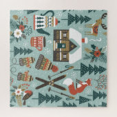 Puzzle Animaux forestiers : Hiver Vintage sans couture. (Horizontal)