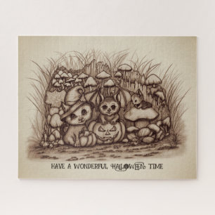 Puzzle Animaux mignons attendant Halloween