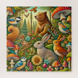 Puzzle 🌿 Animaux mignons de la forêt Bois Nature Enfants