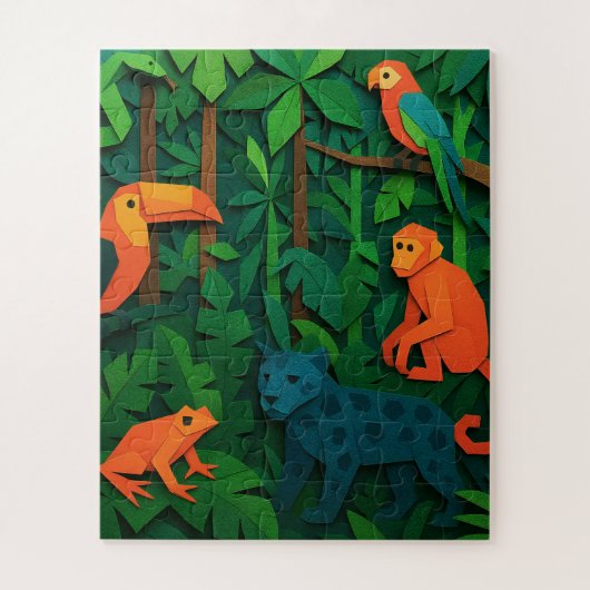 Puzzle Animaux pliés de la forêt – Faune tropicale de la (Vertical)