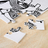Puzzle Animaux sauvages amusants Art moderne noir et blan (Côté)