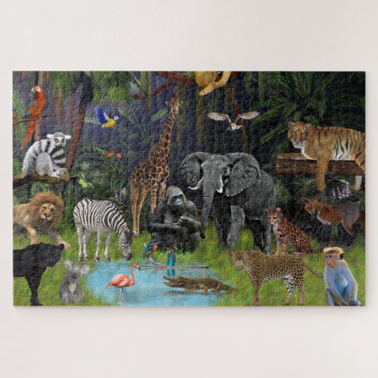 Puzzle Animaux sauvages, Jungle, Collage animal (Horizontal)