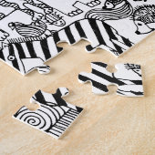 Puzzle Animaux sauvages Main dessinée Art noir et blanc (Côté)