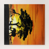 Puzzle Animaux sauvages sur le coucher de soleil de la sa (Horizontal)