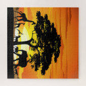 Puzzle Animaux sauvages sur le coucher de soleil de la sa (Horizontal)