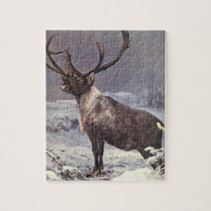 Puzzle Animaux sauvages vintages, caribou des rennes par