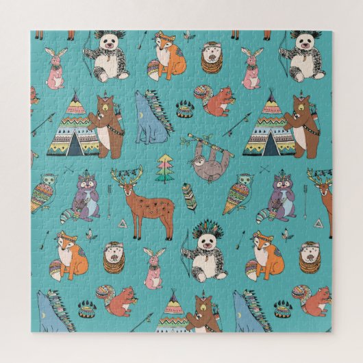 Puzzle Animaux tribaux : motif forestier. (Vertical)