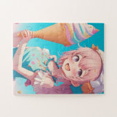 Puzzle Anime Girl avec Cupcake Whimsical (Horizontal)