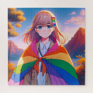 Puzzle Anime Girl avec LGBTQIA+ Cape
