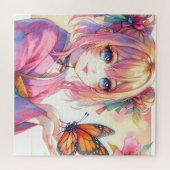 Puzzle Anime Girl tenant un papillon (Horizontal)