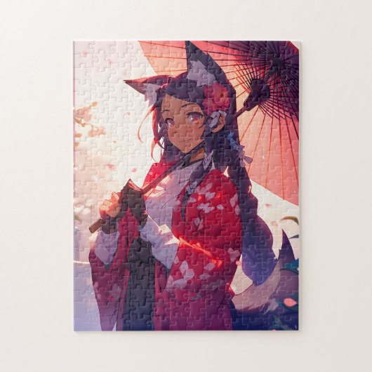Puzzle Anime Kitsune Girl Cute Fox Imaginaire Art (Vertical)