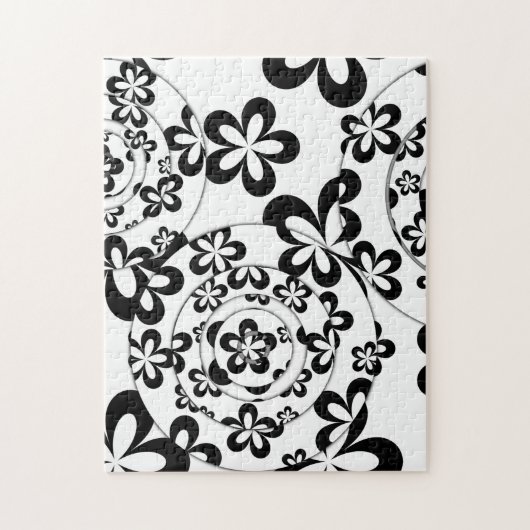 Puzzle Anneaux et fleurs noirs et blancs (Vertical)
