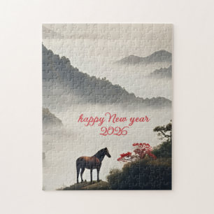 Puzzle Année du Cheval 2026 Nouvel An Chinois Montagne