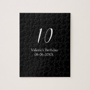 Puzzle anniversaire 10 ans blanc noir nom date calligraph
