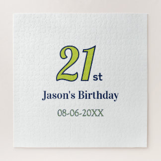 Puzzle anniversaire 21 ans nom lettre gras jaune bleu ver