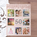 Puzzle Anniversaire 50 gouttes de parties scintillant pho<br><div class="desc">Un cadeau d'anniversaire glamour et unique de 50ème (ou tout âge) ou de gardienne, célébrant sa vie avec un collage de 8 de vos photos. Personnalisez et ajoutez un nom, 50 ans et une date. Lettres gris et rose foncé de couleur or. Elégante et tendance couleur arrière - plan rose...</div>