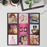 Puzzle Anniversaire 50 photo collage femme violet<br><div class="desc">Un cadeau pour le 50e anniversaire d'une femme (ou tout âge), célébrant sa vie avec un collage de 8 de vos photos. Modèles pour un nom, 50 ans et une date. Date de naissance ou date d'anniversaire. Lettres violettes foncées et blanches. Couleur arrière - plan de dégradé violet féminin et...</div>