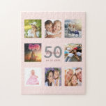 Puzzle Anniversaire 50 photo rose or rose<br><div class="desc">Un cadeau unique de 50ème anniversaire (ou tout âge) ou de garder un souvenir, célébrant sa vie avec un collage de 8 de vos photos. Ajoutez des images de sa famille, de ses amis, de ses animaux de compagnie, de ses loisirs ou de sa destination de voyage de rêve. Personnalisez...</div>