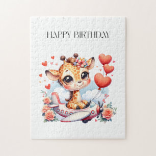 Puzzle Anniversaire Avion Girafe