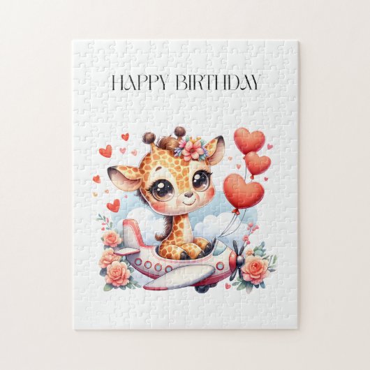 Puzzle Anniversaire Avion Girafe (Vertical)