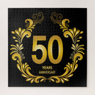 Puzzle Anniversaire de la Parties scintillant d'or de 50 