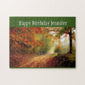Puzzle Anniversaire Nom personnalisé Automne Chemin fores (Horizontal)