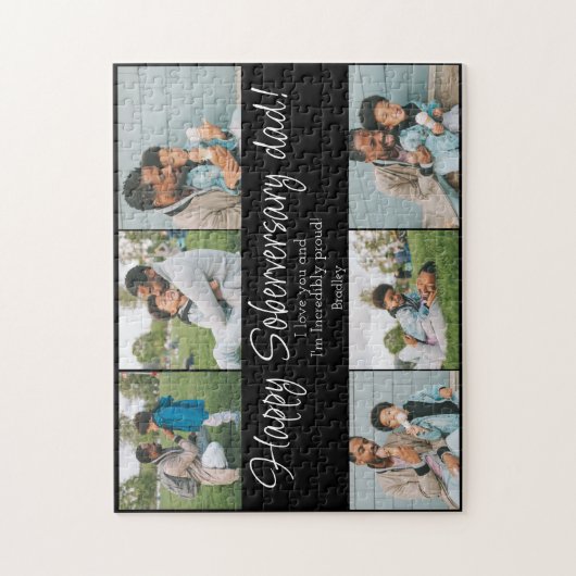 Puzzle Anniversaire personnalisé Sober Papa 6 Photos Pers (Vertical)