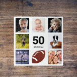 Puzzle Anniversaire photo collage homme gars blanc<br><div class="desc">Un cadeau pour le 50e anniversaire d'un homme (ou tout âge),  célébrant sa vie avec un collage de 8 de vos photos. Modèles pour 50 ans et une date. Date de naissance ou date d'anniversaire. Lettres de couleur noire. Arrière - plan blanc.</div>