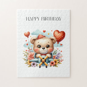 Puzzle Anniversaire Pilote Ours en Peluche