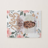 Puzzle Anniversaire Rose Gold Balloon Lettres & Floral (Horizontal)