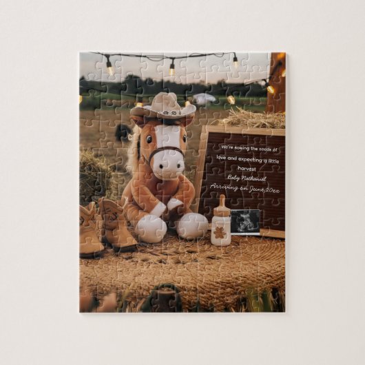 Puzzle Annonce de grossesse au thème adorable de la ferme (Vertical)