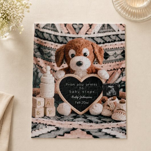 Puzzle Annonce de grossesse avec une peluche de chiot ado