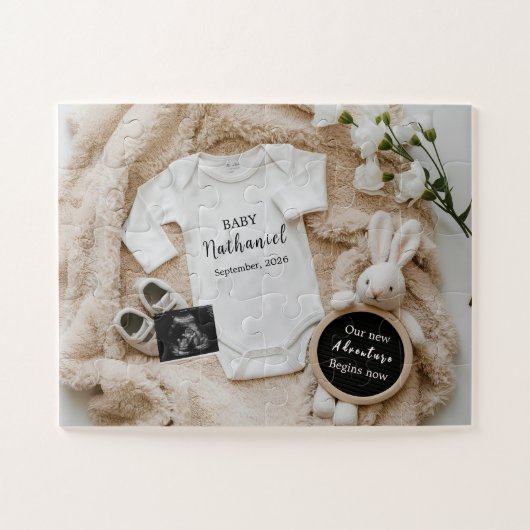 Puzzle annonce de grossesse bébé lapin (Horizontal)