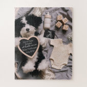Puzzle Annonce de grossesse Peluche de chiot mignon (Vertical)