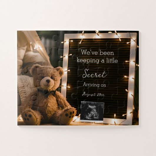 Puzzle Annonce de grossesse Teddy Bear Cozy Night (Horizontal)