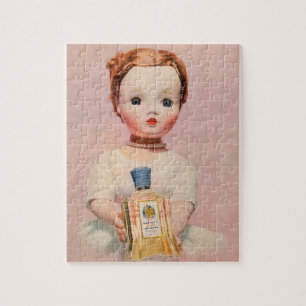 Puzzle annonce de Yardley des années 1950 avec la poupé