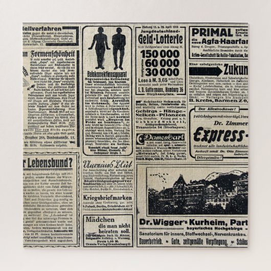 Puzzle Annonces de journaux allemands antiques 1917 (Vertical)